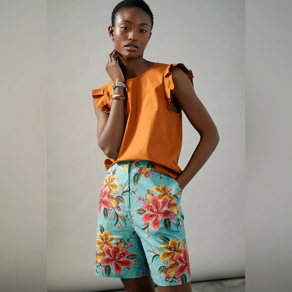 Farm Rio Anthropologie Melanie Bermuda Floral Print Shorts Size XS